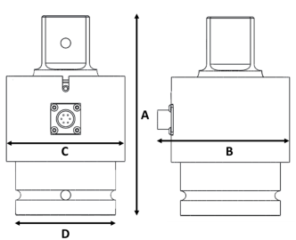 Dimensions for AWS 3kNm Inline Torque Transducer