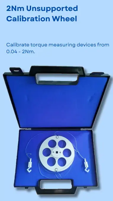 A light blue screen with a torque calibration wheel at the front