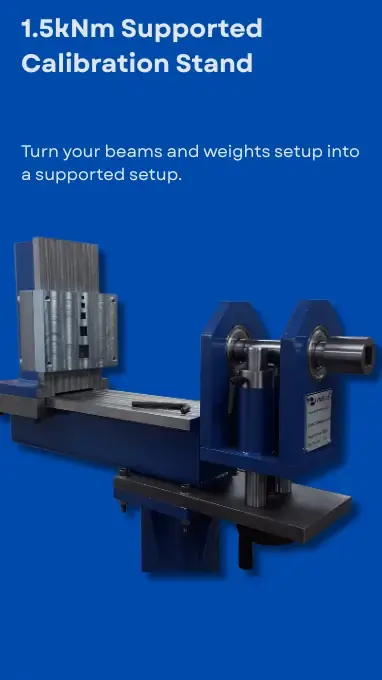 Blue screen with a torque calibration stand in the foreground