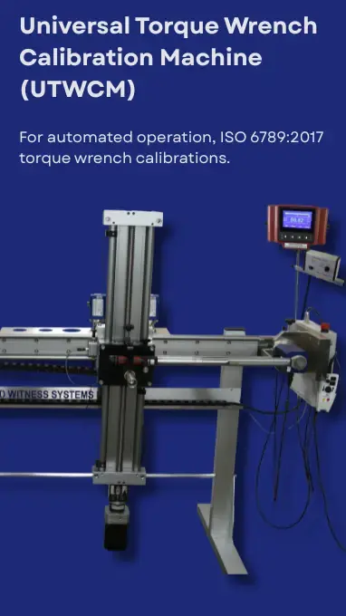 Torque wrench calibrator in front of a blue background
