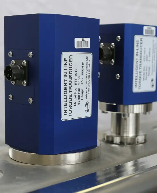 Two AWS Inline torque Transducers stood upright