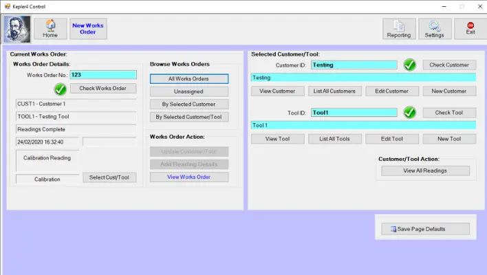 Homescreen for Kepler torque calibration software