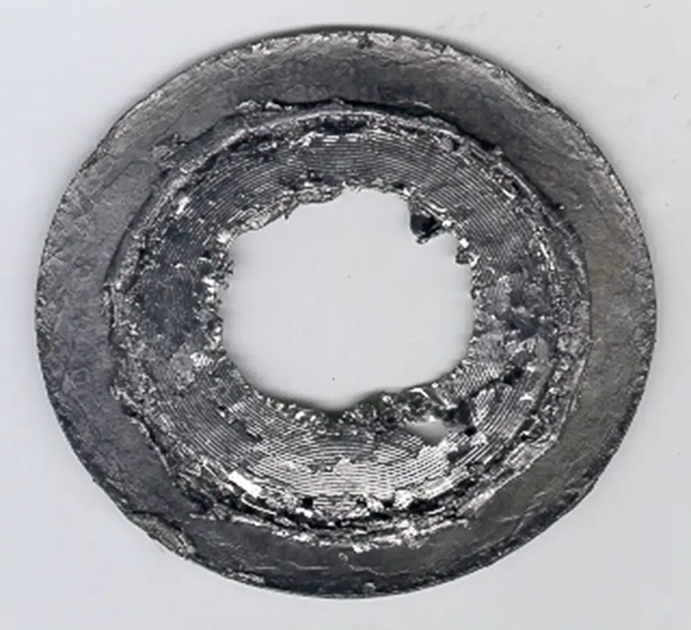 Graphite gasket that has been over compressed