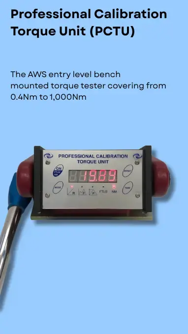 AWS Torque Tester in front of a light blue background