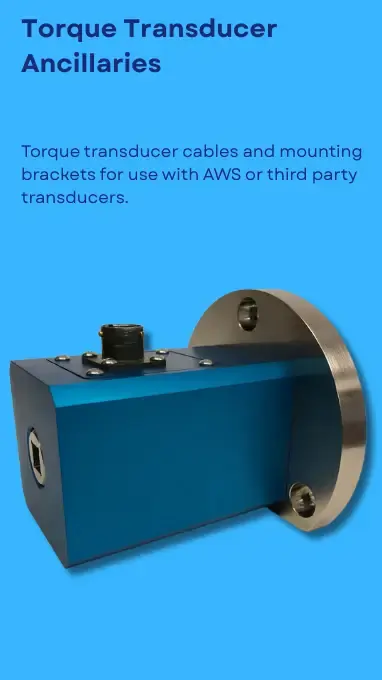 Torque transducer with mounting bracket on a blue background