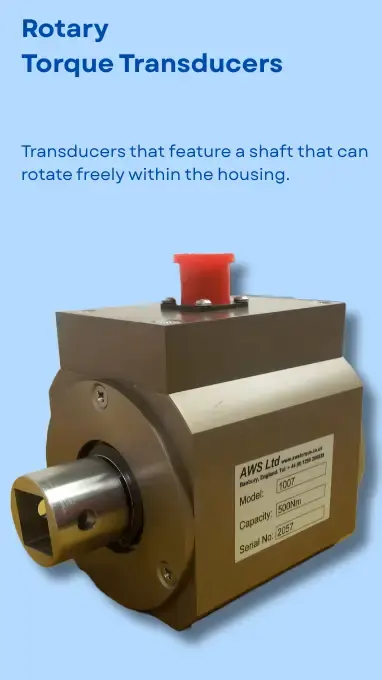 Rotary torque transducer on a light blue background