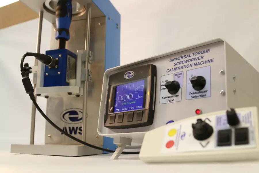 View looking up at the UTSCM torque screwdriver calibrator