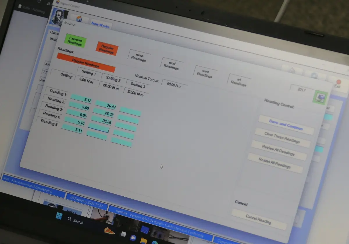 Kepler 4 Readings screen on a laptop