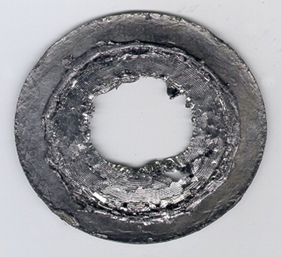 Damaged Graphite Gasket after over compression